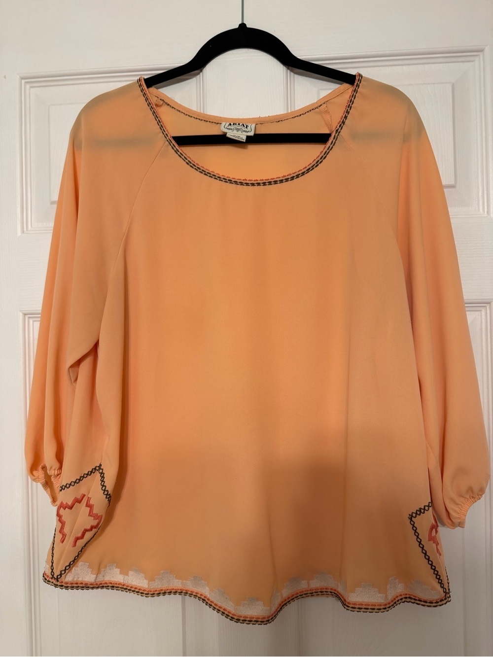 Ariat Peach Embroidered Long-Sleeve Blouse